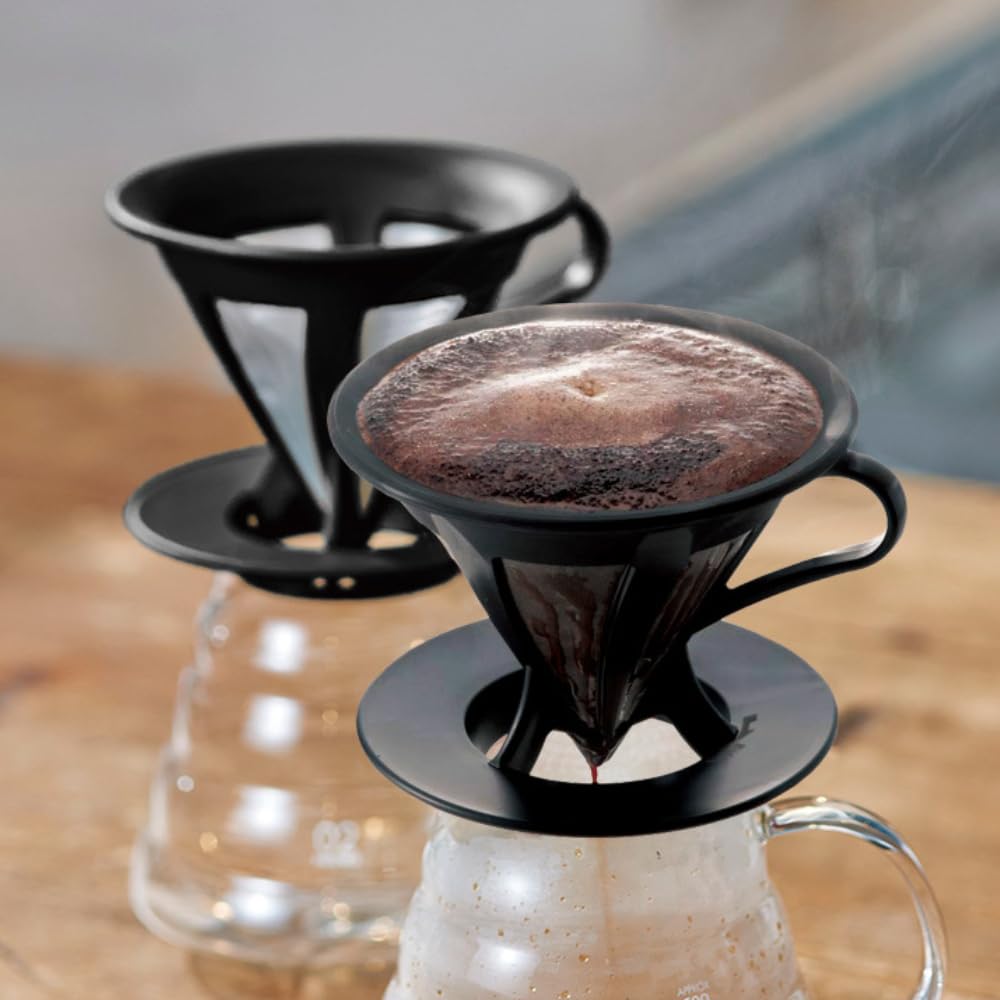 Hario 02 Kendinden Filtreli Dripper (Siyah)