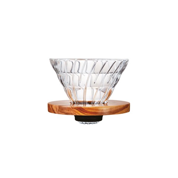 Hario V60 02 Cam Dripper Olive Wood | Zeytin Ağacı Tutuculu Kahve Demleyici – Fabriek Coffee