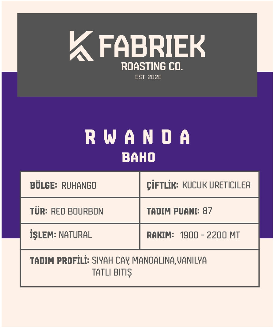 Rwanda Baho – Siyah Çay, Mandalina ve Vanilya Notalı Filtre Kahve