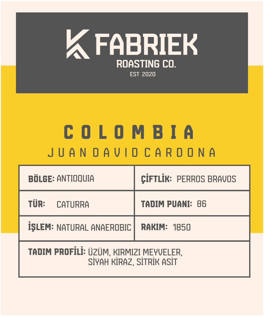 Colombia Juan David Cardona – Üzüm, Siyah Kiraz ve Kırmızı Meyve Notalı Filtre Kahve