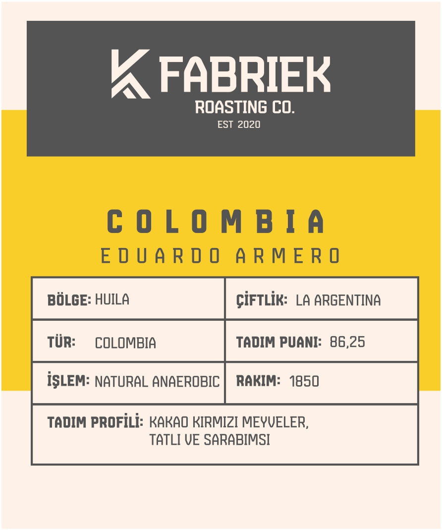 Colombia Eduardo Armero – Kakao, Kırmızı Meyveler ve Şarap Notalı Filtre Kahve